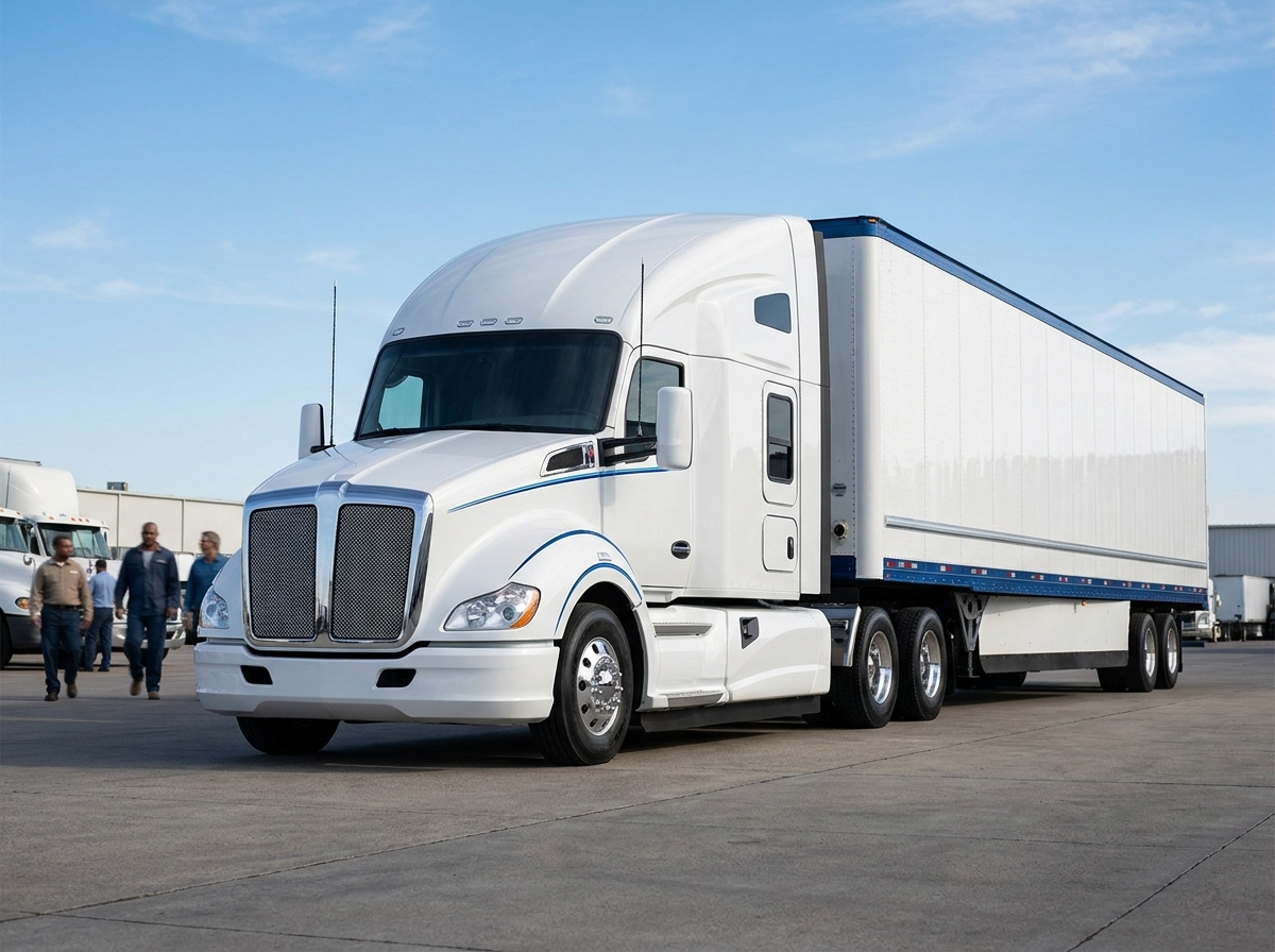 Secured commercial truck parking yard at Moov Driving Academy near Orlando, FL